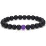 Black Matte & Purple Agate Stone His and Hers Bracelets 8mm Sandstone Couple Bracelet XIAOLI
