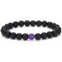 Black Matte & Purple Agate Stone His and Hers Bracelets 8mm Sandstone Couple Bracelet XIAOLI