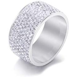 Xusamss Fashion Stainless Steel Ice Out Crystal Ring