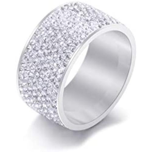 Xusamss Fashion Stainless Steel Ice Out Crystal Ring