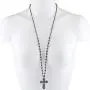 Lux Accessories Classic 80s Gothic Black Rosary Cross Beaded Pendant Necklace Lux Accessories Classic 80s Gothic Black Rosary Cross Beaded Pendant Necklace