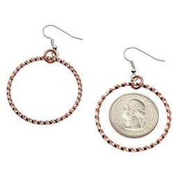 Amnoz Rose Gold and Rhodium Plated Sterling Silver Twisted Hoop Earrings Anti-Tarnish Dangle Earrings