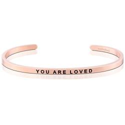 MantraBand Bracelet - You are Loved - Inspirational Engraved Adjustable Mantra Band Cuff Bracelet - Silver, Gold, Rose Gold - Gifts for Women
