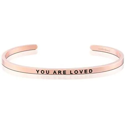 MantraBand Bracelet - You are Loved - Inspirational Engraved Adjustable Mantra Band Cuff Bracelet - Silver, Gold, Rose Gold - Gifts for Women