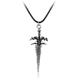 Davitu Jewelry Wow Frostmourne Sword Pendant Necklace The Lich King Necklace Men Boy Cosplay Party Birthday Gift Choker