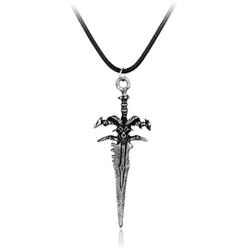 Davitu Jewelry Wow Frostmourne Sword Pendant Necklace The Lich King Necklace Men Boy Cosplay Party Birthday Gift Choker