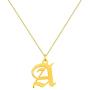 WIN JEWELRY 14K Authentic Gold Old English Pendant Necklace