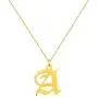 WIN JEWELRY 14K Authentic Gold Old English Pendant Necklace