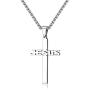 REVEMCN Jewelry Stainless Steel Simple Jesus Cross Pendant Necklace for Men Women 20-24 Inches Rolo Chain