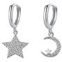 Tiny Dangle Huggie Earrings for Women - Cross Star Moon Bee Flower Charm Small Huggie Hoop Earrings 14k Gold/White Gold Plated for Girls Kids - CZ Pave Mini Dainty Hoop Drop Earrings