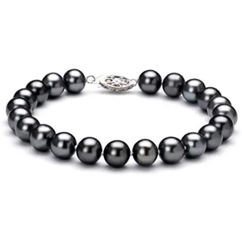 Black 7.5-8.5mm AA Quality Freshwater 925 Sterling Silver Cultured Pearl Bracelet For Women Black 7.5-8.5mm AA Quality Freshwater 925 Sterling Silver Cultured Pearl Bracelet For Women