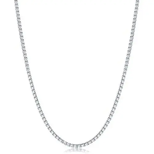 NYC Sterling Unisex Solid Italian 2mm Round Box Chain in Sterling Silver NYC Sterling Unisex Solid Italian 2mm Round Box Chain in Sterling Silver