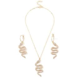 Snake Necklace Earrings Set Serpent Pendant Necklace Snake Wave Dangle Earrings Punk Gothic Necklace Charm Crystal Statement Drop Earrings Vintage Animal Jewelry for Women Girls