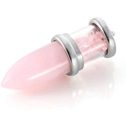 Jovivi Natural Amethyst Rose Quartz Crystal Necklace Bullet Shape Chakra Quartz Pendulum Healing Stone Pendant Necklace
