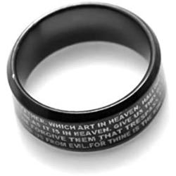 Xusamss Fashion Stainless Steel Lords Prayer Cross Band Ring