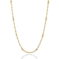 Miabella 18K Gold Over Silver Italian Singapore Bead Chain Station Necklace for Women Teen 16, 18, 20, 22, 24, 26, 30 Inch Made in Italy