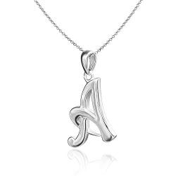 River Island Sterling Silver Alphabet Initial Letters A-Z Pendant Necklace 18'' | Available in Silver and Yellow Gold