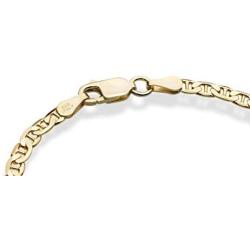 Miabella 18K Gold Over Sterling Silver Italian 3mm, 4mm Solid Diamond-Cut Mariner Link Chain Anklet Ankle Bracelet for Women, 9, 10 Inch Made in Italy