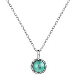 michooyel S925 Sterling Silver Dainty Turquoise/Opal Pendant Necklace Petite Birthstone Layering Necklace for Women Girls