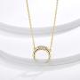 Fettero Women Crescent Moon Necklace Gold Double Horn Upside Down Moon Half Pendant 14K Gold Plated Dainty Chain Minimalist Simple Jewelry Gift