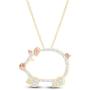 Round Cut White Natural Diamond Accent Two Tone Pig Pendant in 14K Gold Over Sterling Silver