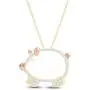 Round Cut White Natural Diamond Accent Two Tone Pig Pendant in 14K Gold Over Sterling Silver Round Cut White Natural Diamond Accent Two Tone Pig Pendant in 14K Gold Over Sterling Silver