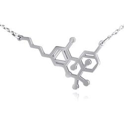 Clayton Jewelry Labs THC Tetrahydrocannabinol Weed Marijuana Molecule Stainless Steel Necklace