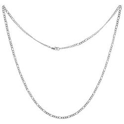 Edforce Stainless Steel Womens 3 mm Figaro Link Chain Necklace, 24''