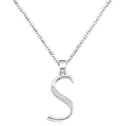 Cat Eye Jewels Big Lettle A M Initial Necklace 925 Sterling Silver Name Cubic Zirconia CZ Pendant Gifts Necklaces Jewelry for Boys Girls Women