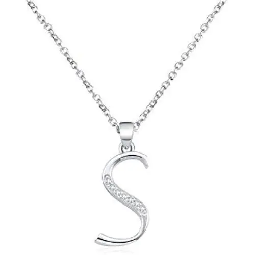 Cat Eye Jewels Big Lettle A M Initial Necklace 925 Sterling Silver Name Cubic Zirconia CZ Pendant Gifts Necklaces Jewelry for Boys Girls Women