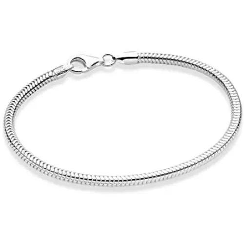 Miabella Solid 925 Sterling Silver Italian 3mm Snake Chain Bracelet for Women Men Teen Girls, Charm Bracelet 6.5, 7, 7.5, 8, 8.5, 9 Inch Made in Italy Miabella Solid 925 Sterling Silver Italian 3mm Snake Chain Bracelet for Women Men Teen Girls, Charm Bracelet 6.5, 7, 7.5, 8, 8.5, 9 Inch Made in Italy