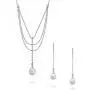 Real 925 Sterling Silver with White Drop-Shape Natural Fresh Water Cultured Pearl Necklace & Dangle Earrings Set Real 925 Sterling Silver with White Drop-Shape Natural Fresh Water Cultured Pearl Necklace & Dangle Earrings Set