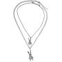 YERTTER Heavy Gothic Grunge Rabbit Pendant Easter Bunny Choker Necklace Statement Long Chain Punk Multilayer Steel Material Choker Necklace for Women and Men
