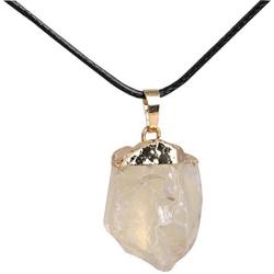 JOE FOREMAN Natural Raw Crude Lemon Quartz Crystal Reiki Pendant Necklace for Women Dowsing Chakra Pendulum for Divination Real Stone Energy Healing