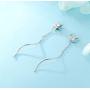 SLUYNZ 925 Sterling Silver Blue Crystal Star Moon Dangle Earrings for Women Teen Girls Star Moon Tassel Earrings Chain