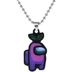 COMTRUDE Among Us Color Necklace, Premium Stainless Steel Amongus Game Pendant Chain for Strategy Casual Game Lovers (Bead Chain)