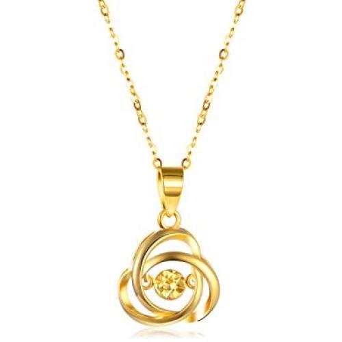 Real 18k Gold Love Knot Pendant Necklace for Women, Anniversary Jewelry for Wife, Gifts for Mother/Girlfriend, 18''