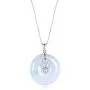Sterling Silver Jade Pendant Protect Safety Charm Jade Clasp Advanced Jewelry Necklace for Women, 18'' Chain