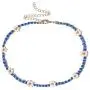 2 Pcs Lightweight Boho Beadeds Necklaces Bracelets Set Delicate White Petals Yellow Flower Core Necklaces Bracelets for Women Girls Jewelry(Dark Blue)