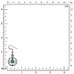 Silvershake Black Cubic Zirconia and Blue Enamel 925 Sterling Silver Evil Eye Dangle Hook Earrings
