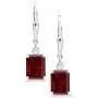 Gem Stone King 925 Sterling Silver Red Garnet Earrings For Women (3.90 Cttw, Gemstone Birthstone, Emerald Cut 8X6MM)