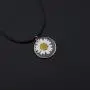 CENWA Daisy Flower Necklace Real Dried Flower Black Leather Necklace Handmade Pressed Flowers Jewelry Gift for Nature Lovers Mori Girl