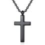 REVEMCN Cross Necklace for Men Women Kids, Silver Gold Black Stainless Steel Simple Cross Pendant Necklace 18-22 Inches Chain