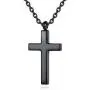 REVEMCN Cross Necklace for Men Women Kids, Silver Gold Black Stainless Steel Simple Cross Pendant Necklace 18-22 Inches Chain