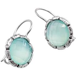 Joolala Aqua Blue Chalcedony Dangling Silver Earrings – 925 Silver Hanging Earrings for Women – Premium Quality and Sturdy – Elegant, Modern Design – Ideal for Office, Special Occasions