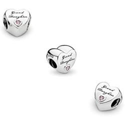 MiniJewelry Family Friends Sister Mom Wife Love Heart Charm for Bracelets Women Sterling Silver Charm Birthday Gift