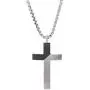 Steve Madden Black Rhodium IP Plated Stainless Steel Diagonal Design Cross Necklace for Men on 26 Inch Box Chain with 2 Inch Extender (Black) Steve Madden Black Rhodium IP Plated Stainless Steel Diagonal Design Cross Necklace for Men on 26 Inch Box Chain with 2 Inch Extender (Black)
