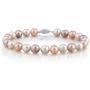 THE PEARL SOURCE Sterling Silver 7-8mm AAA Quality Round Multicolor Freshwater Cultured Pearl Bracelet for Women