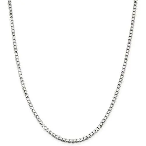 925 Sterling Silver 1.5MM Box Chain Italian Necklace- Sturdy and Strong Claps-16''-30''
