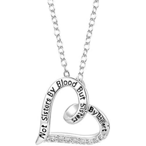 Feverfew Sisters Necklace Crystal Pendant Love Friendship Sister NecklaceJewelry Gift for Sister Classmate Friends